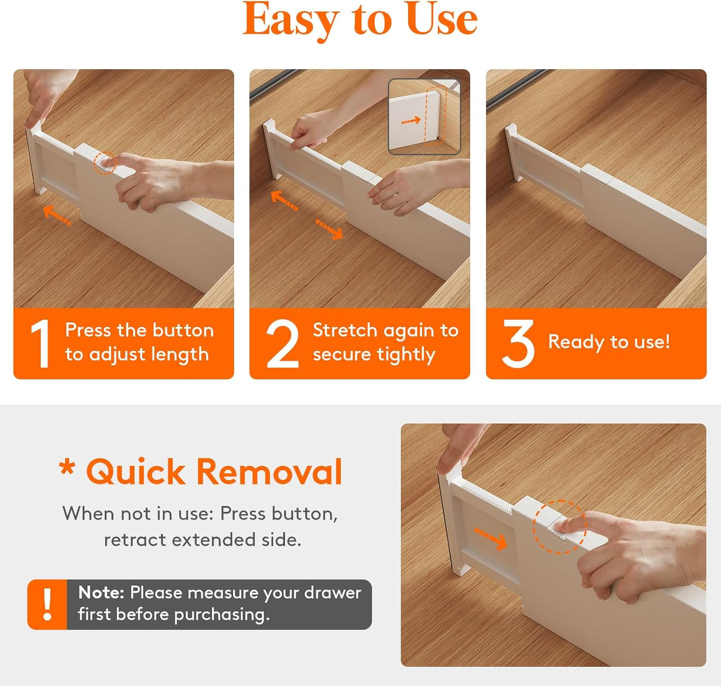 Lifewit 10 Pack Drawer Dividers 5" High, 13.5-22" Adjustable Clothes Organizers, Expandable Dresser Separators in Bedroom/Bathroom/Kitchen/Office