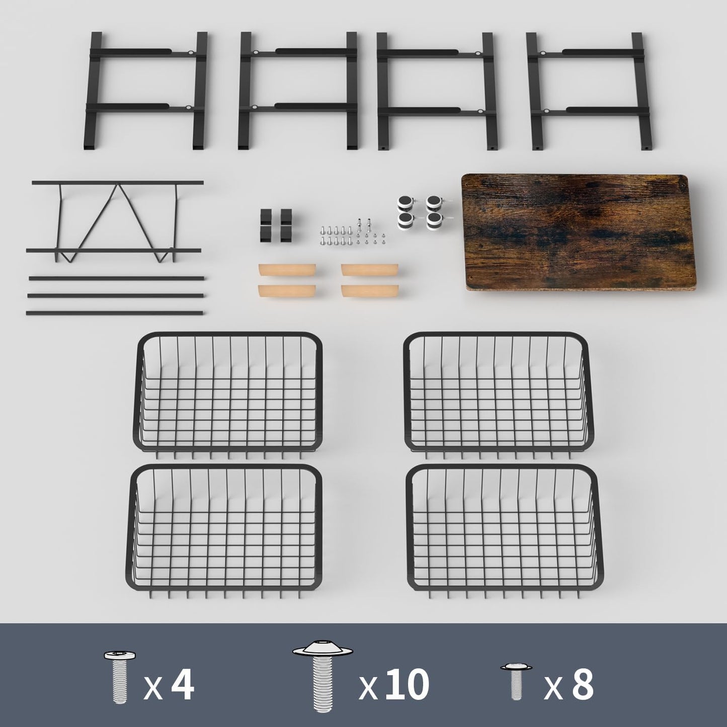 5-Layer Fruit Basket Kitchen Food Organizer and Rack, Stackable Storage Cart with Desktop, Pull-Out Hollow Metal Basket, Wheeled Sorting Rack Spice Rack, Black