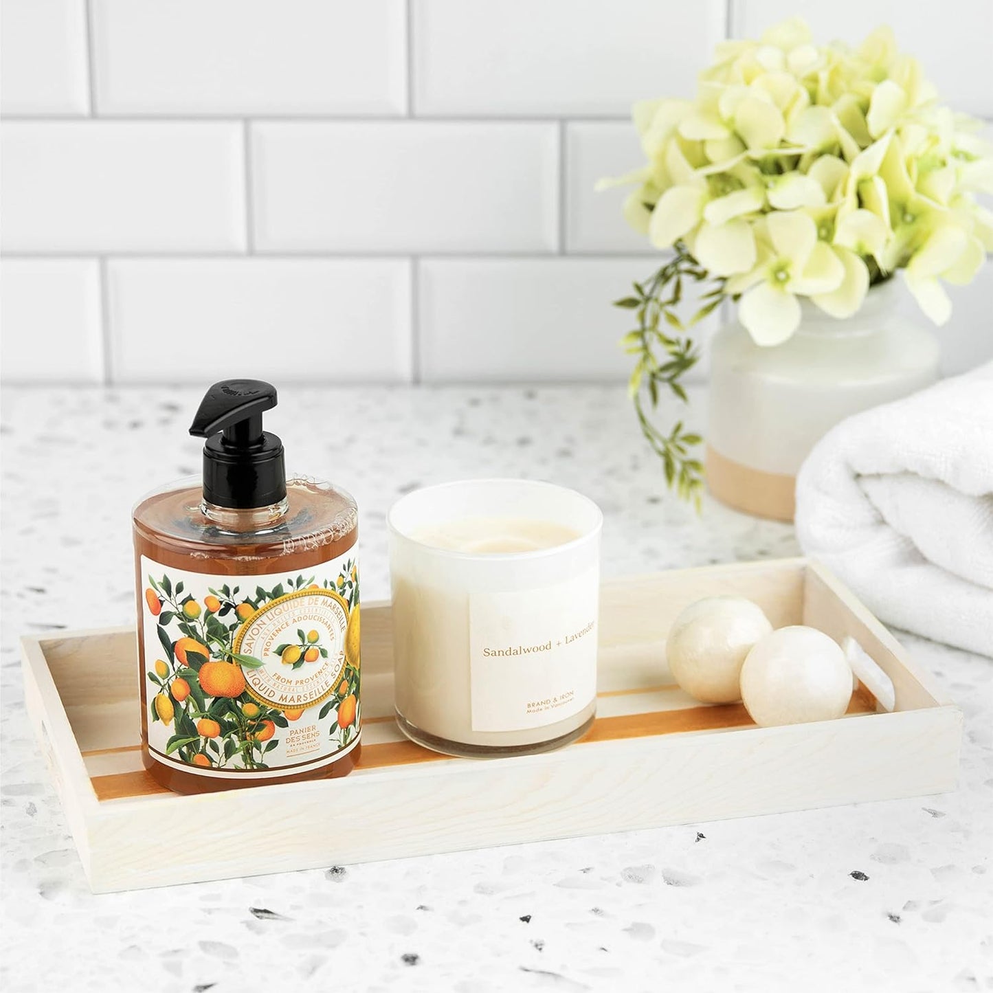 Hammont Wood Serving Tray Set with Handles - 5-Piece Nested Breakfast Trays for Food, Party Buffet, Organizing, and Montessori - Versatile Wooden Trays for Serving, Catering, and Bathroom Use