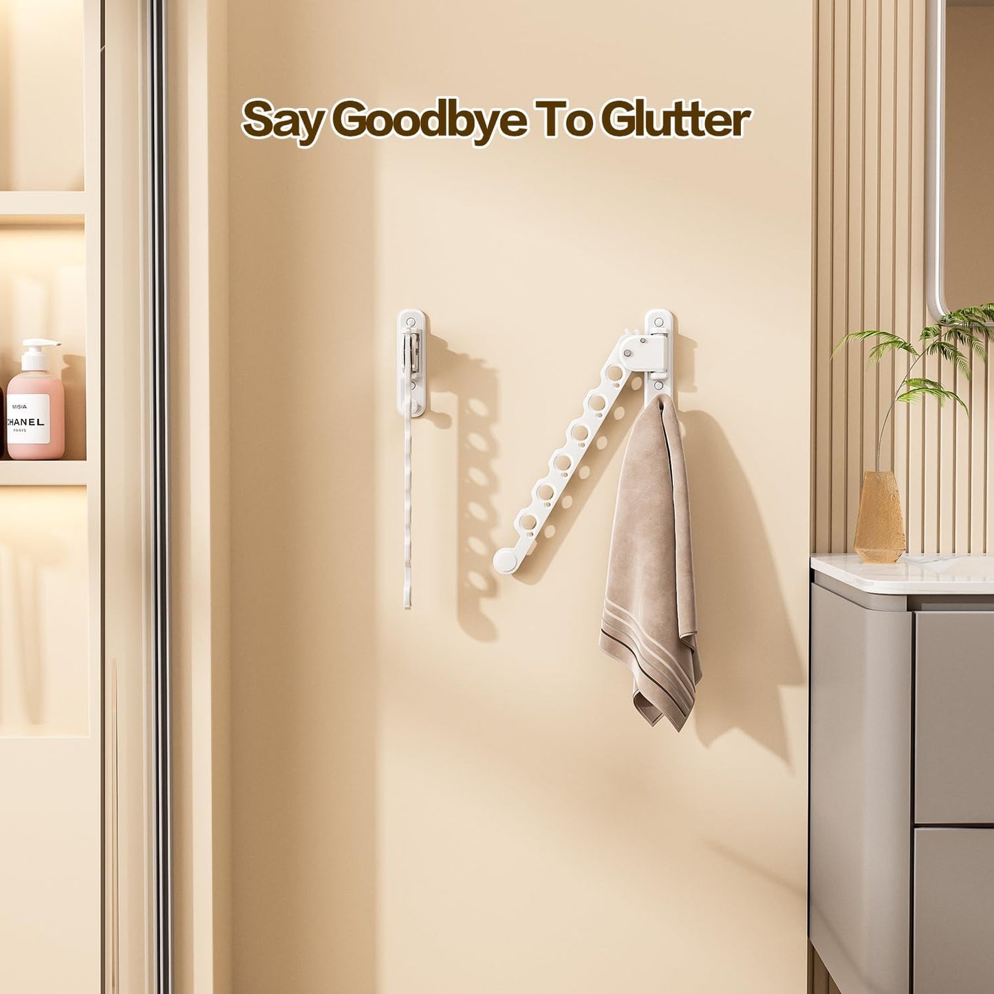 Wall Mounted Clothes Drying Rack, Laundry Clothes Hanger Rack Wall Mounted, Foldable Wall Clothes Rack for Laundry Room, Space Saving Closet Storage Organizer Clothes Hanger Indoor, 2pcs(White)