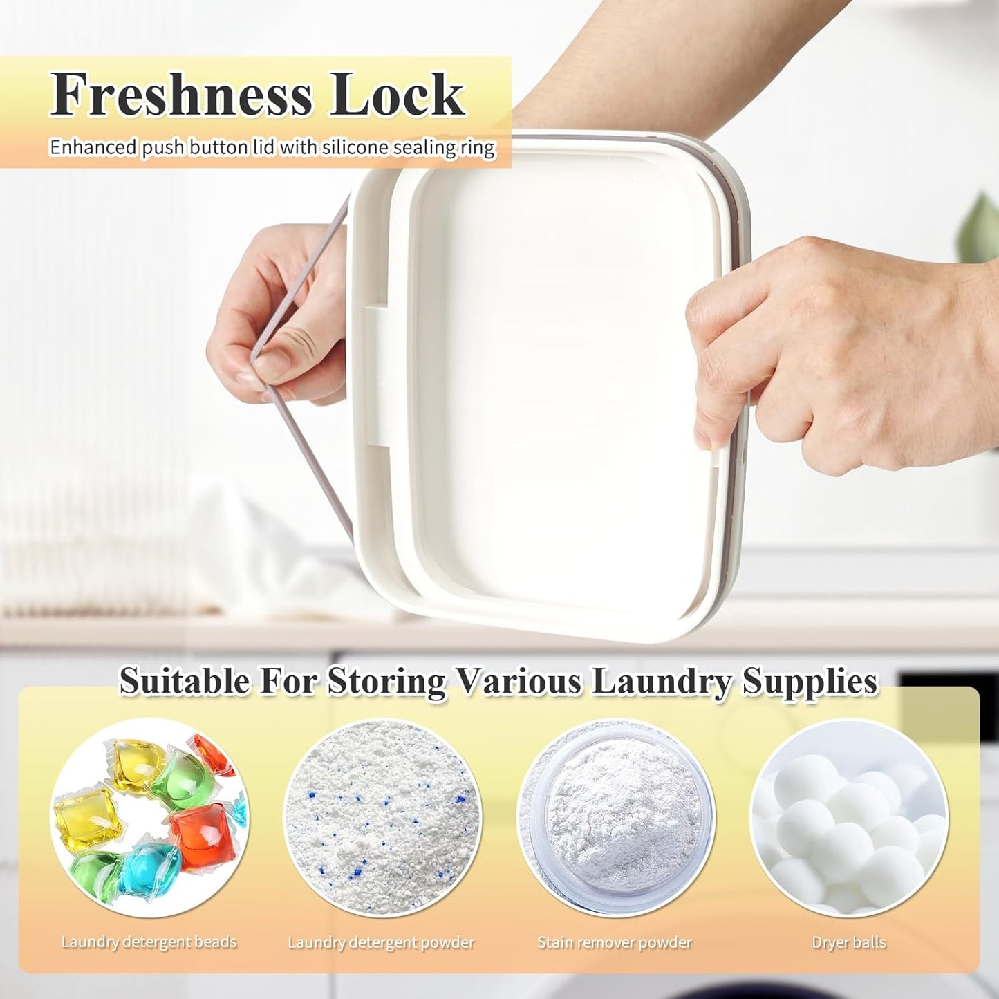 Gute Sealed Auto Pop-Up Laundry Pod Holder with Lid, 3-Piece Laundry & Dishwasher Pod Container Set for Laundry Room Organization (67oz, 94oz, 186oz Capacity)