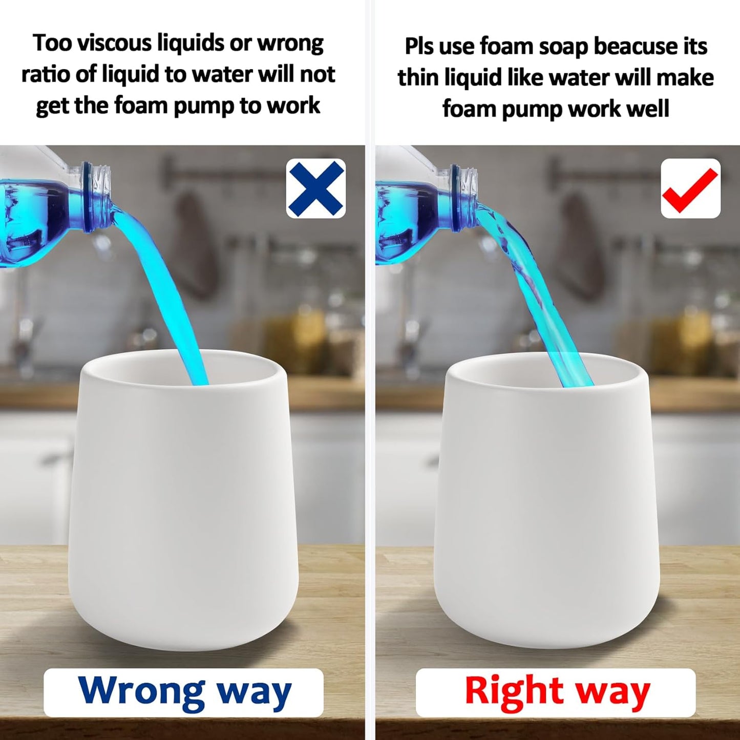 Soap Foaming Dispenser Ceramic with Easy-to-Press Pump Hand Foam Dispenser for Shampoo Bathroom Kitchen 12 oz 2pcs