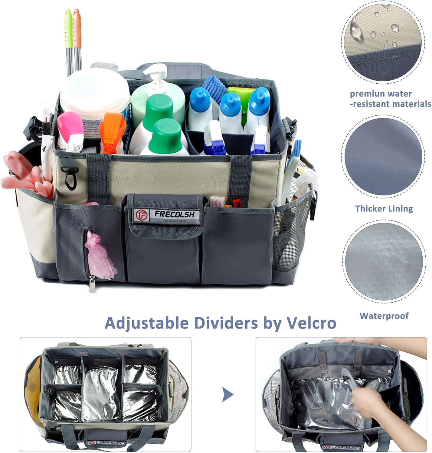 Cleaning Caddy for Cleaning Suppliers Organizer with Pockets for House Cleaning Essentials, Cleaning Organizer, Wearable Cleaing Bag Tote, Storage Caddy for Housekeeping