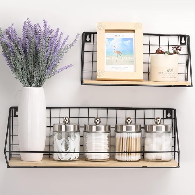 Tbestmax Glass Qtip Holder Dispenser, 10-Ounce Bathroom Containers Apothecary Jars with Metal Lids for Cotton Ball Swab Pad (4 Pack)