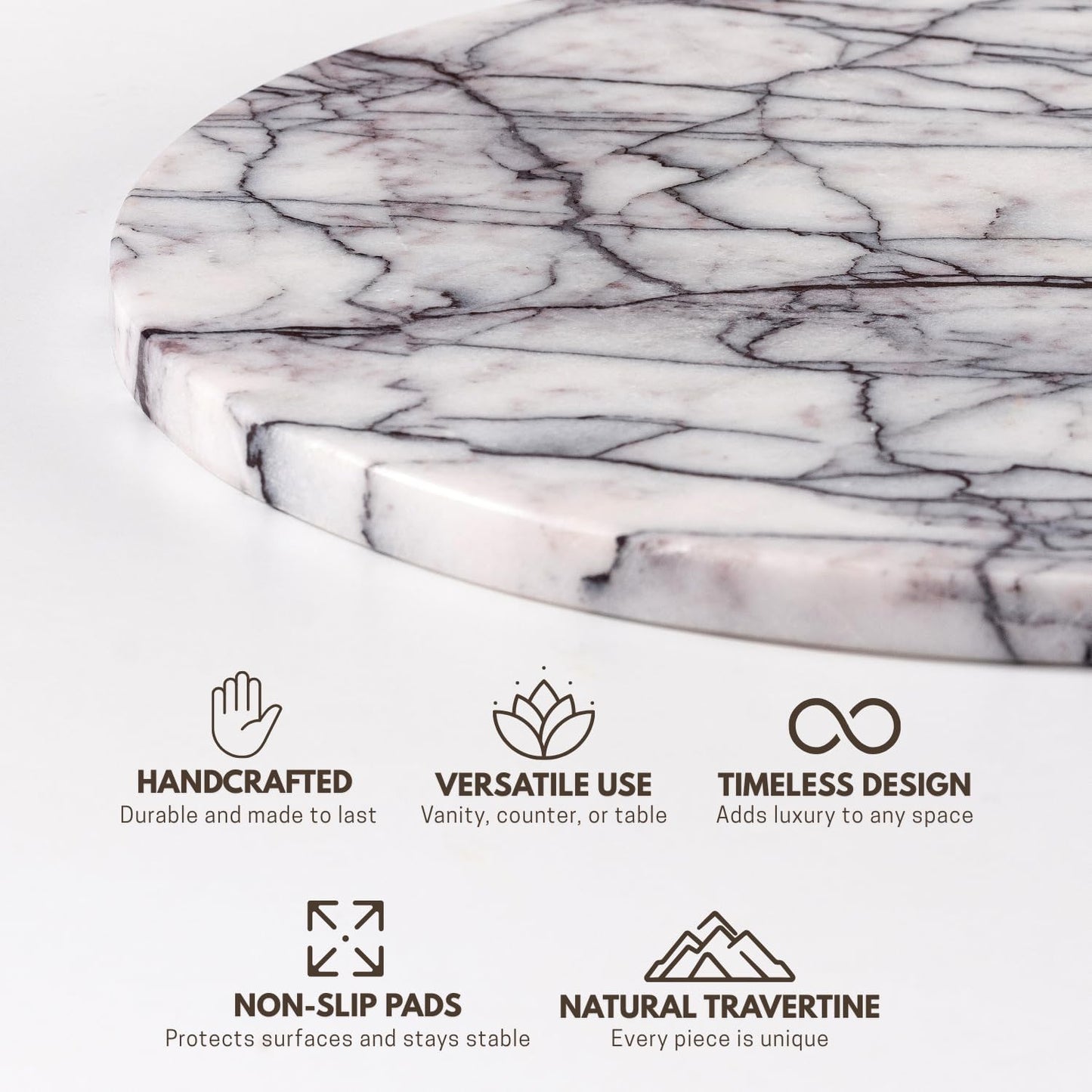 Handcrafted Marble Tray – Bathroom Counter Organizer, Jewelry Tray, Perfume Organizer & Decorative Tray for Vanity Accessories, Coffee Table Decor & Bathroom Countertop, Stone Trays (Round, Leilac)