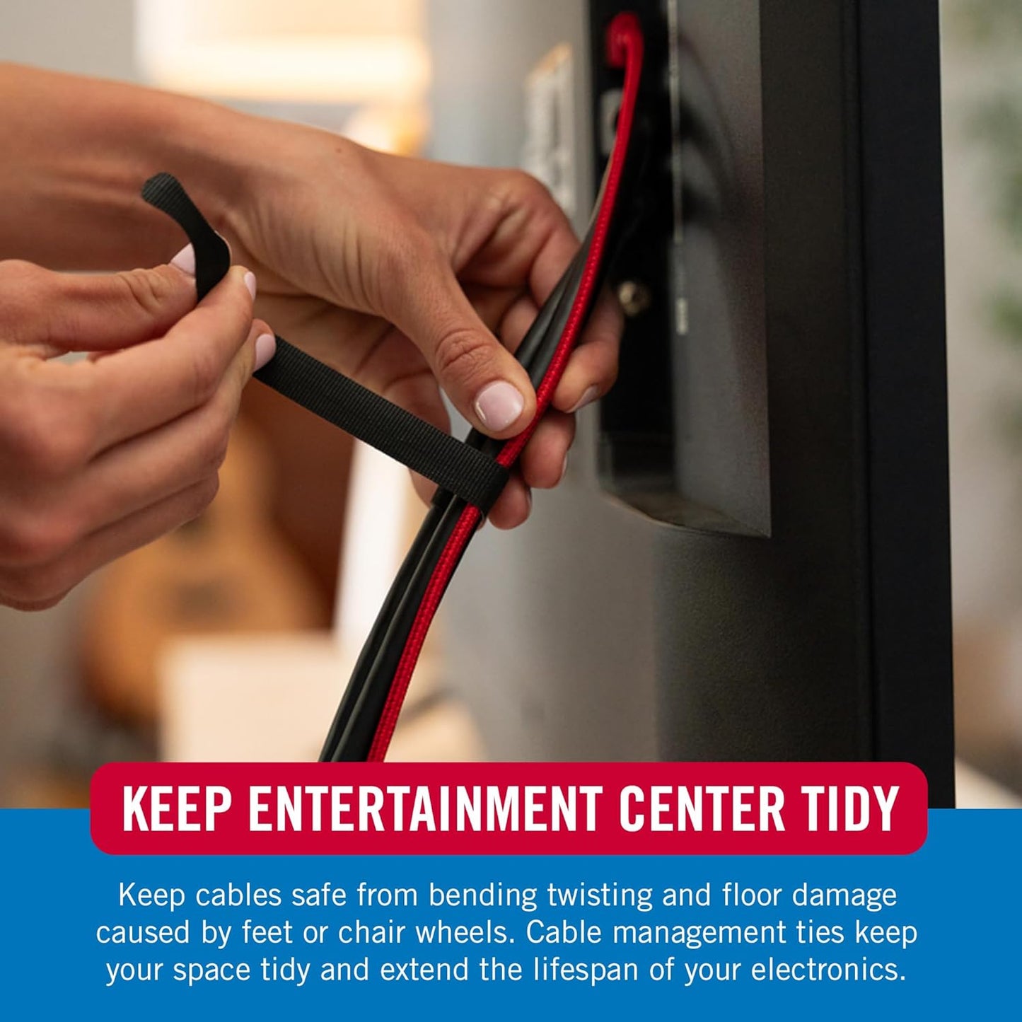 VELCRO Brand Reusable Cable Ties – Mens Stocking Stuffers 2025, 100 Pack 6 Inch Cable Management Ties, Cord Wraps for Electrical Cords, Black