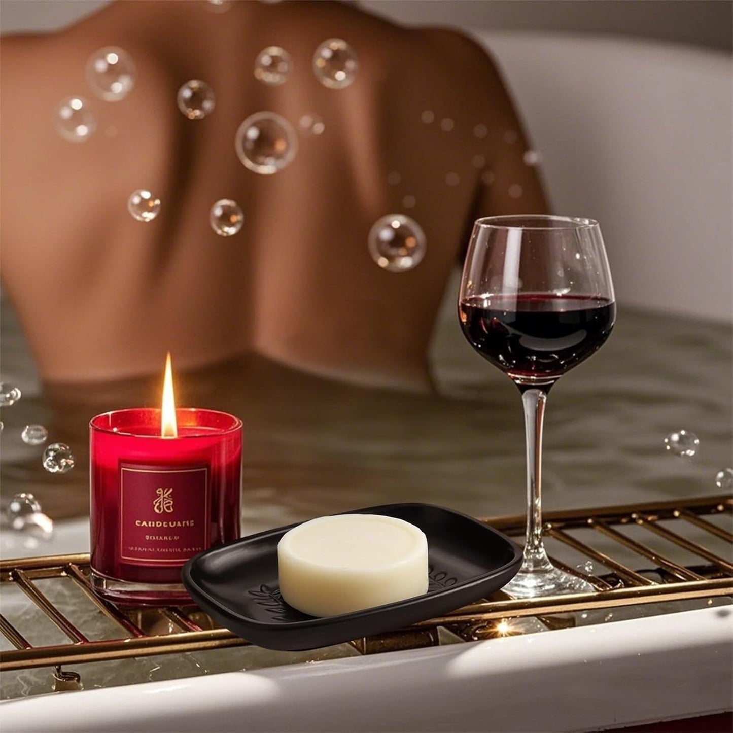 Ceramic Soap Dish for Bathroom, Bar Soap Holder with Elevated Ridges - Keeps Soap Dry, Premium Porcelain Dish, Elegant Modern Decor for Vanity Sink, Shower (White)