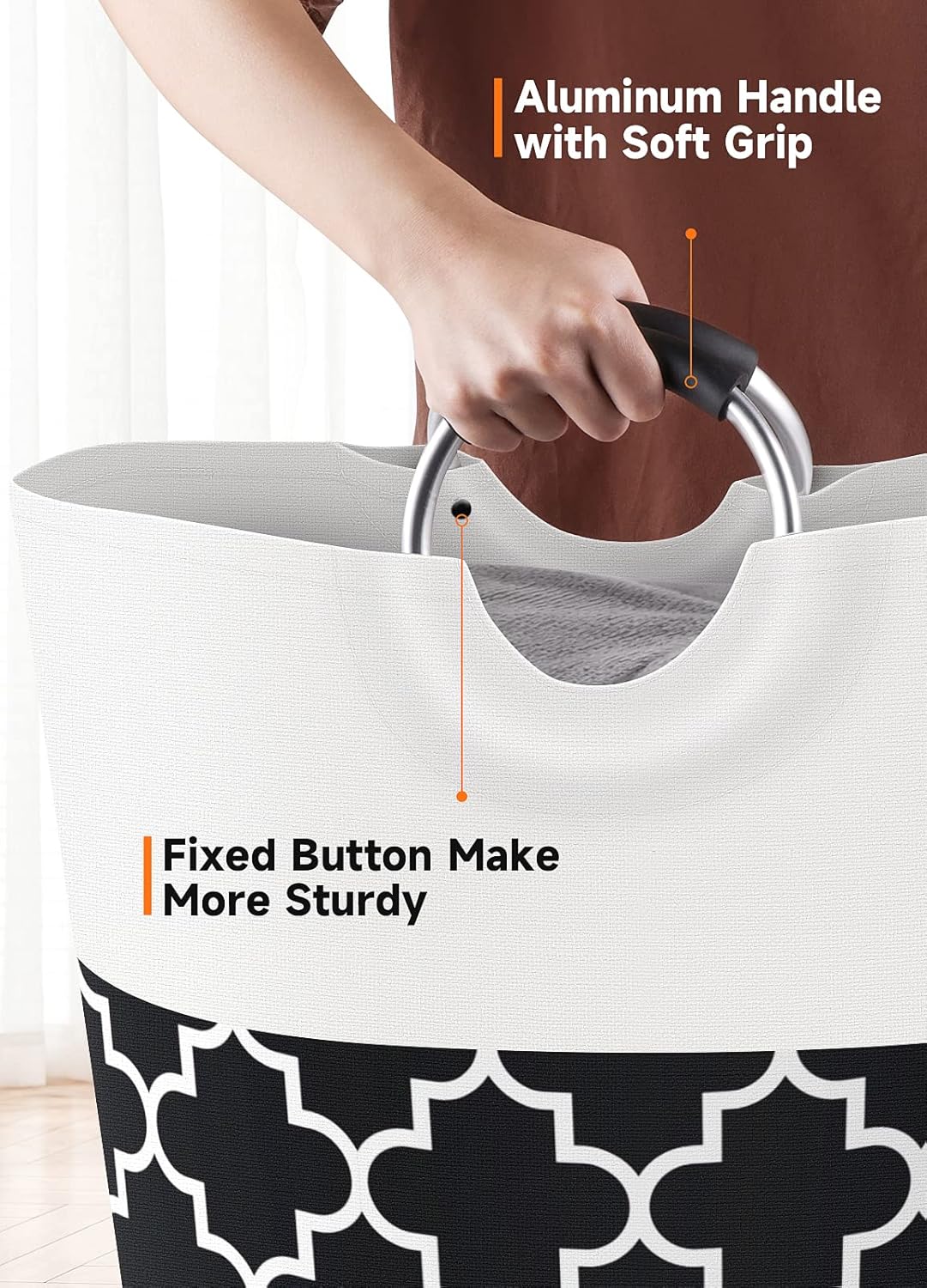 Large Laundry Basket Laundry Hamper Bag Washing Bin Clothes Bag Collapsible Tall with Handles Waterproof Travel Bathroom College Essentials Storage for College Dorm, Family (Black) 75L