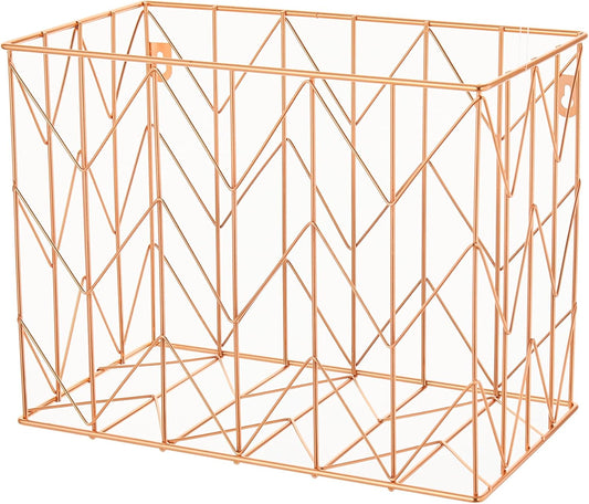 1 Pack Metal Hanging Rose Gold File Organizer, Basket, Box, Storage Box, Office and School Supplies Organizer