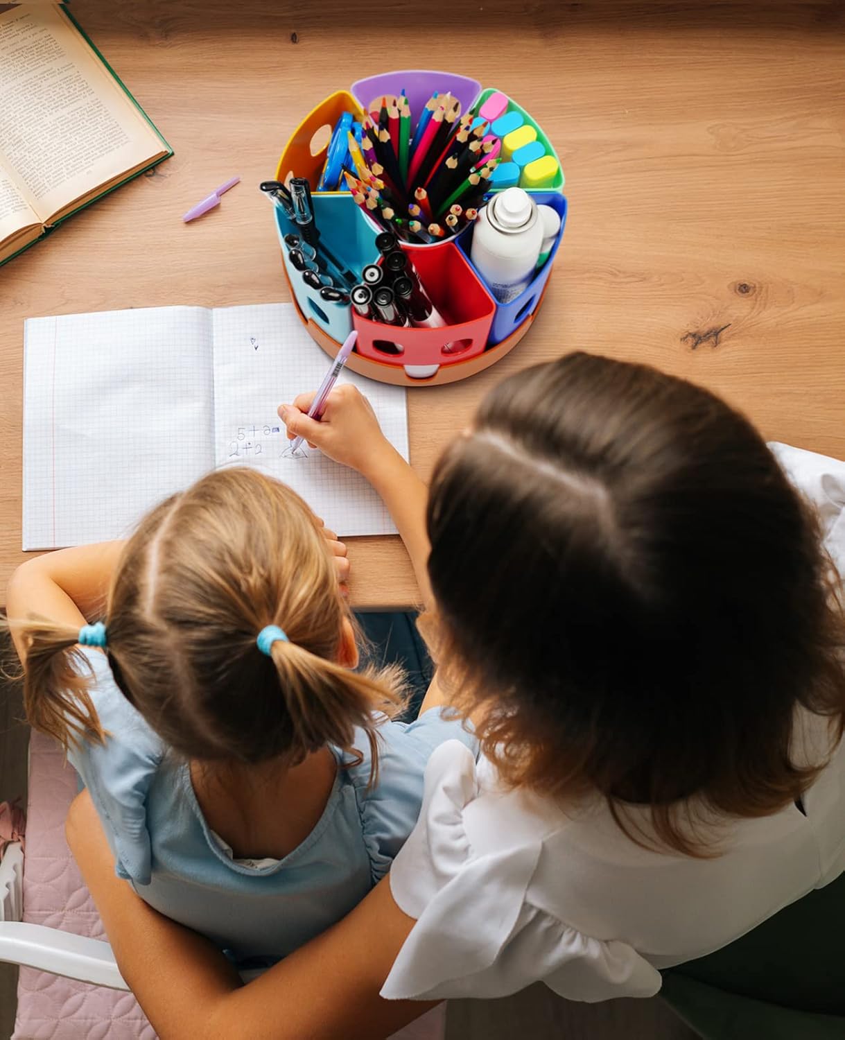 GAMENOTE Rotating Art Supply Storage Organizer, Lazy Susan Office School Supplies for Kids Desk Organizers and Homeschool Supplies Craft Caddy Classroom Organization (Small)