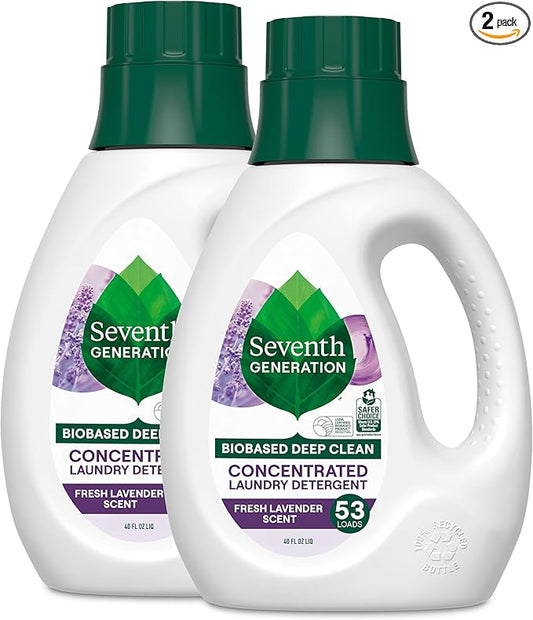 Seventh Generation Concentrated Laundry Detergent, Fresh Lavender scent, 40 oz, Pack of 2 (106 Loads)