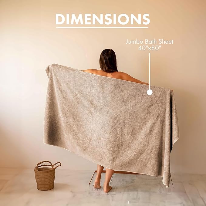 SALBAKOS 100% Turkish Cotton Towels (Taupe, Jumbo Bath Sheet)