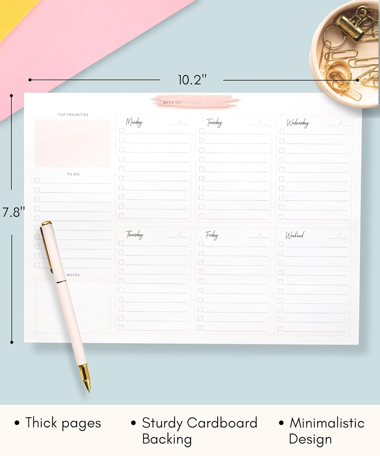 Lamare Weekly Planner Notepad – Premium Undated Weekly To Do List Notepad for School, Home & Office Desk To Do List and Productivity Planning Pad
