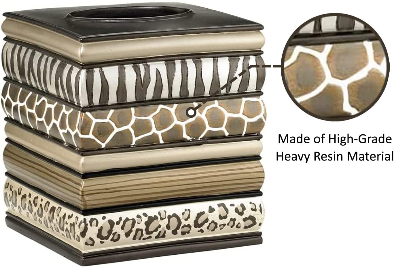 Zahari Home 2pc Safari Stripes Modern Bath Accessories Set Waste Basket & Tissue Box Modern Classic Contemporary Decorative Beautiful Designs Bathroom Decor Set for Home Luxury Bathroom Sets