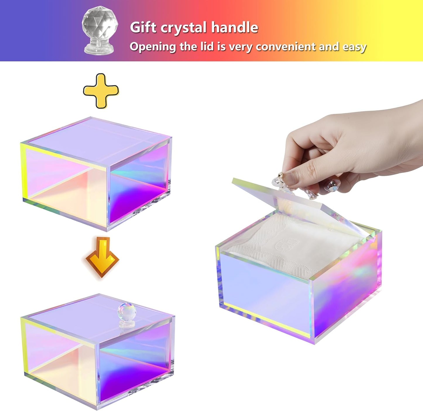 Acrylic Display Box Clear Boxes with Hinged Lid Small Lucite Rainbow Box for Gifts, Weddings, Party Favors, Treats, Candies & Accessories Storage