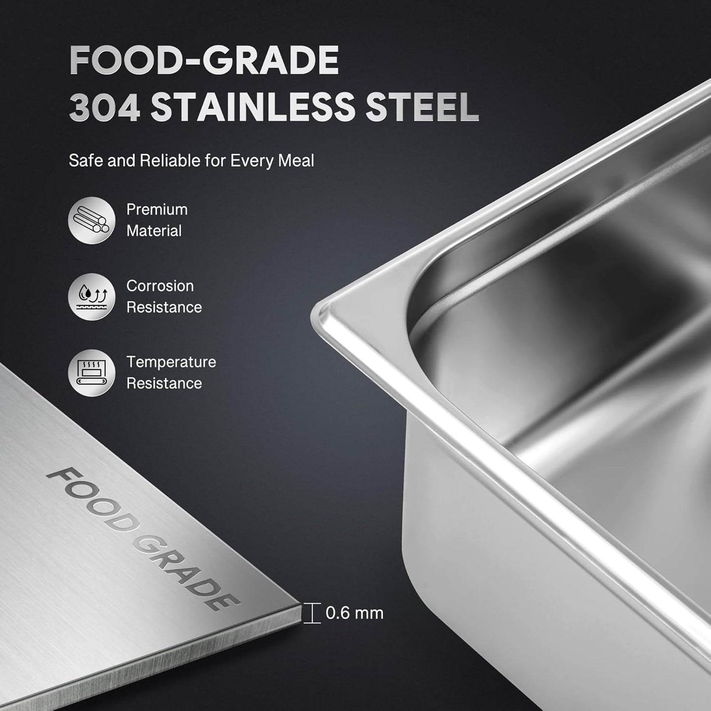 WILPREP 6 Pack Hotel Pans NSF Listed, 1/2 Size 6 in Deep Steam Table Pans with Lids, Food Grade Stainless Steel Hotel, 10.6 qt Catering Food Storage for Buffets Events Restaurants