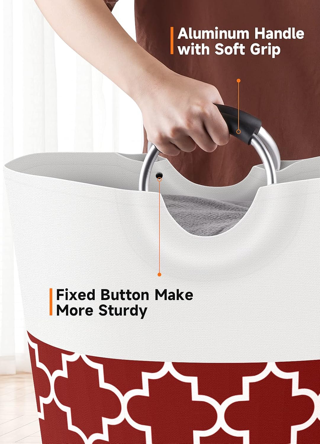 Large Laundry Basket Laundry Hamper Bag Washing Bin Clothes Bag Collapsible Tall with Handles Waterproof Travel Bathroom College Essentials Storage for College Dorm, Family (Red) 75L