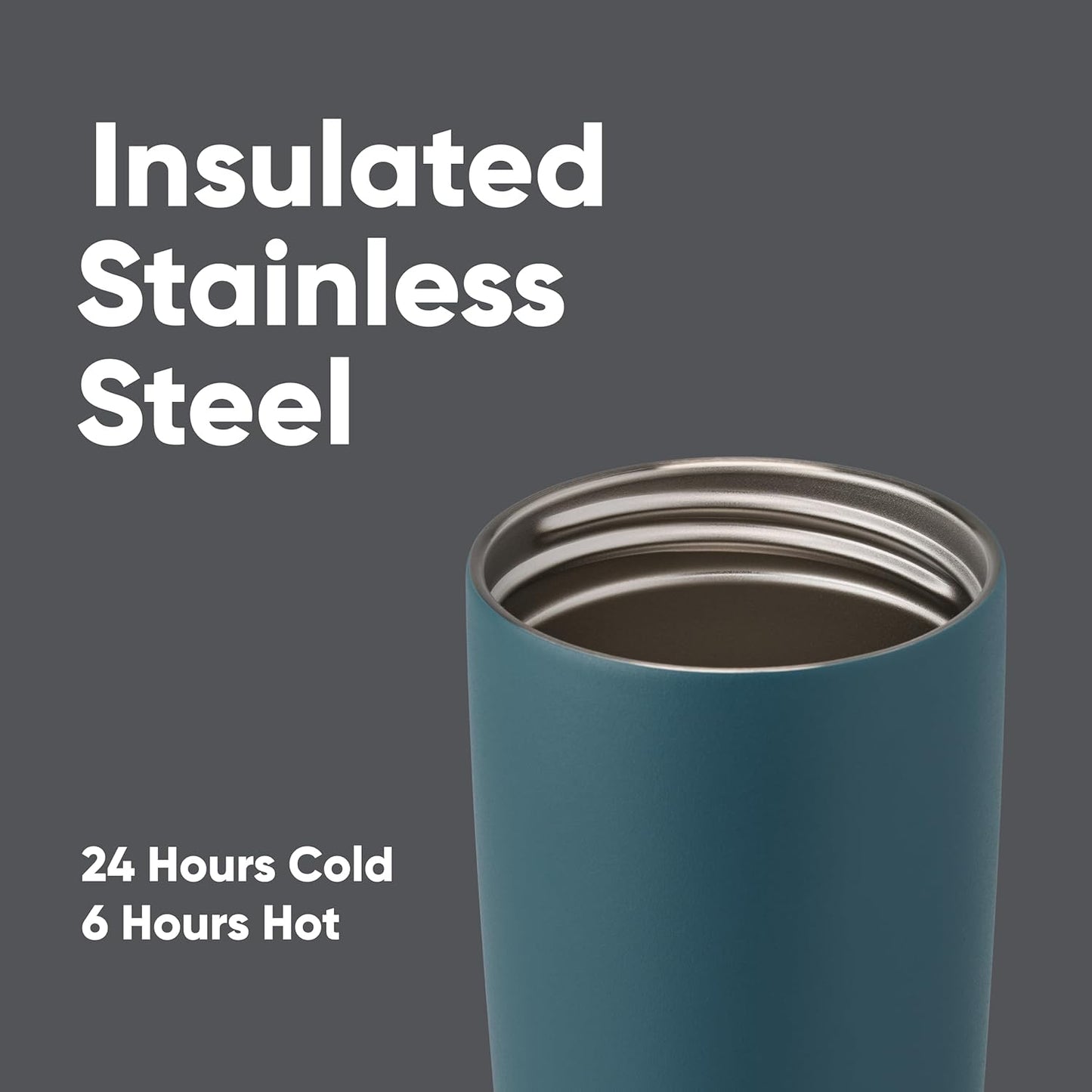 Owala SmoothSip Slider Insulated Stainless Steel Coffee Tumbler, Reusable Iced Coffee Cup, Travel Mug, BPA Free 20 oz, Grey/Blue (High Dive) (Pack of 8)