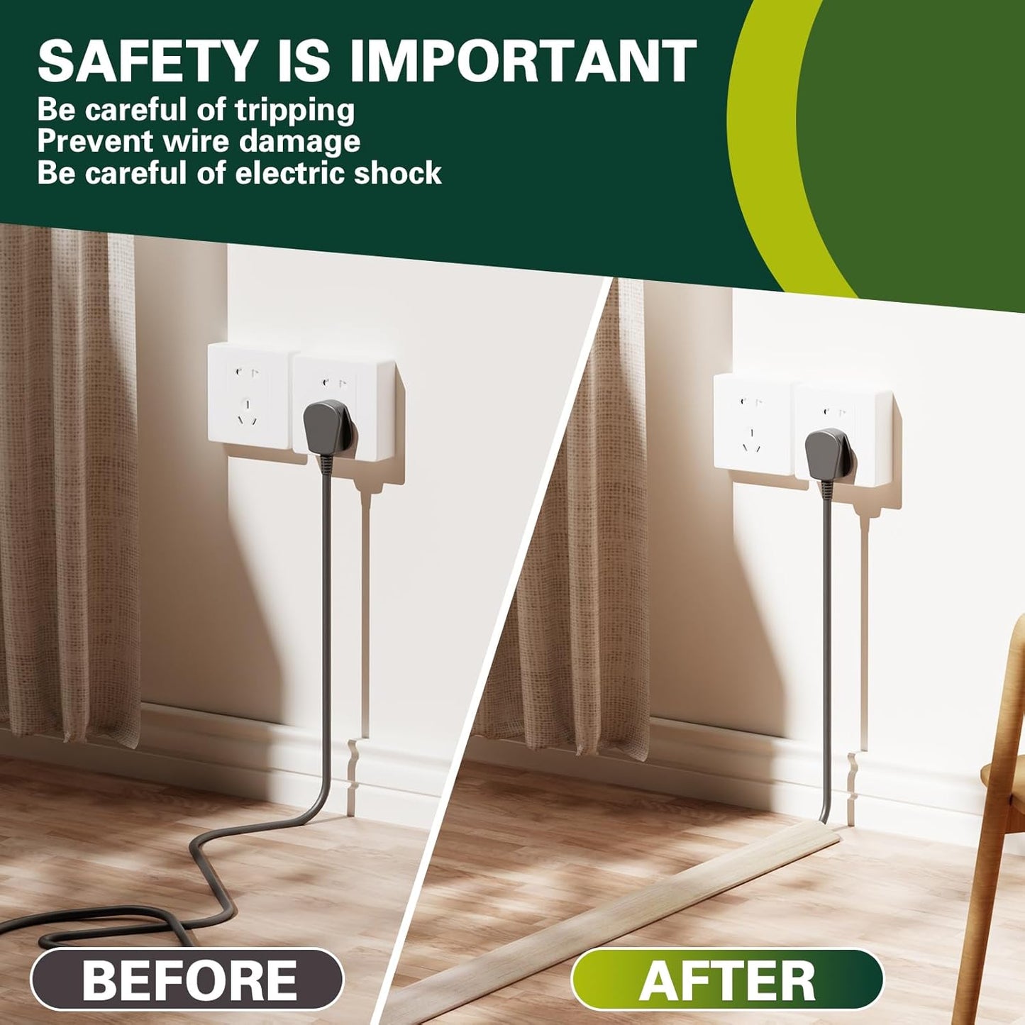 Floor Cord Cover Cable Cavity Self Adhesive Cord Hider Floor, Floor Electric Cord Covers, for Living Rooms, Rooms, Offices Floor Cable Cover - Cord Protector (Yellow Wood, 1.18" x 10')