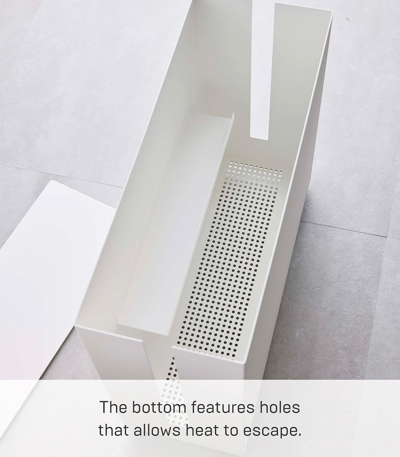 Yamazaki Home Rolling Cable Management Cord Power Strip/Surge Protector Storage Organizer for office or Bedroom Steel One Size White