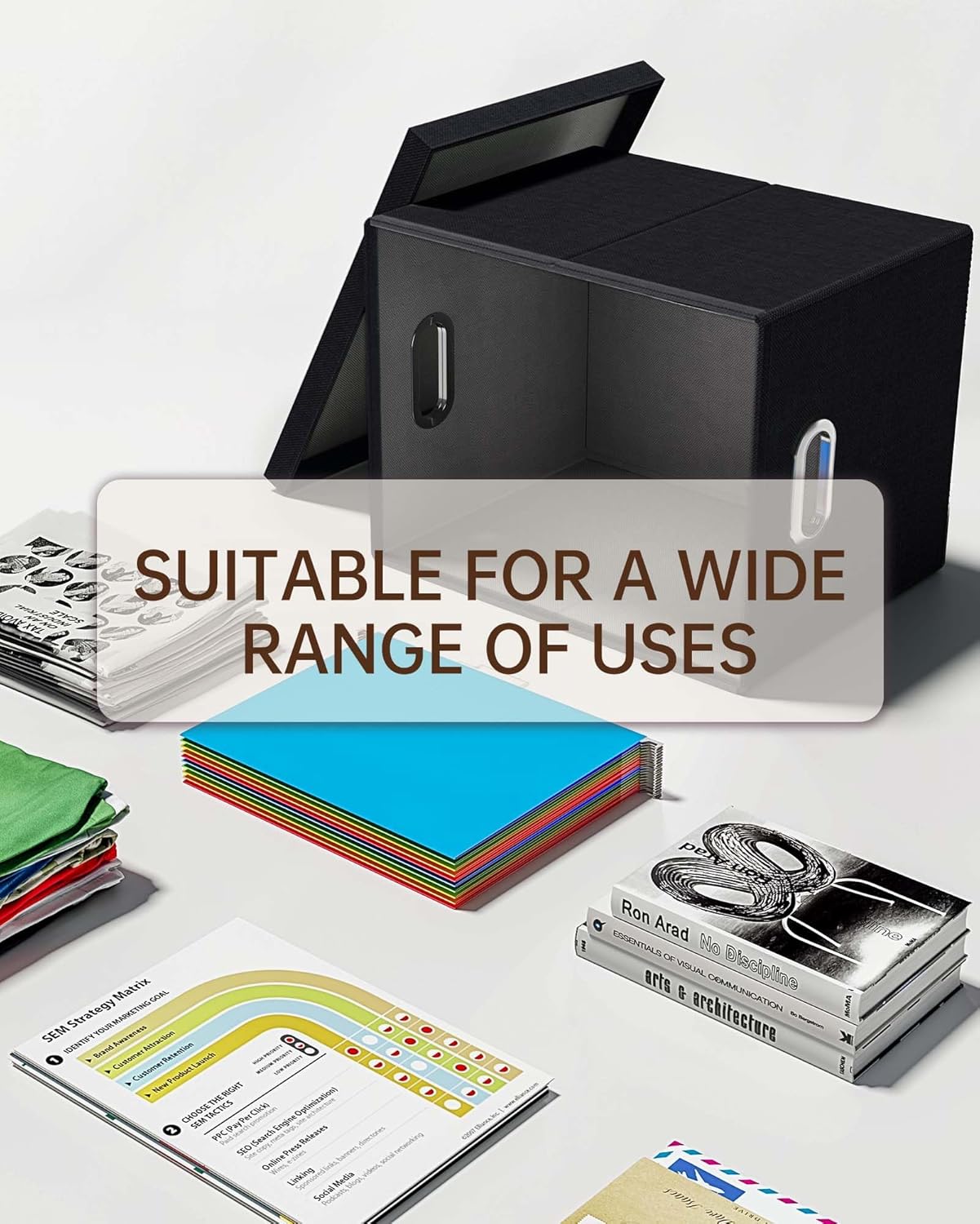 4 Pack File Storage Organizer, Document Organizer, Portable File Box with Lid, Fit for Letter/Legal File Folder Storage,Black-Box only