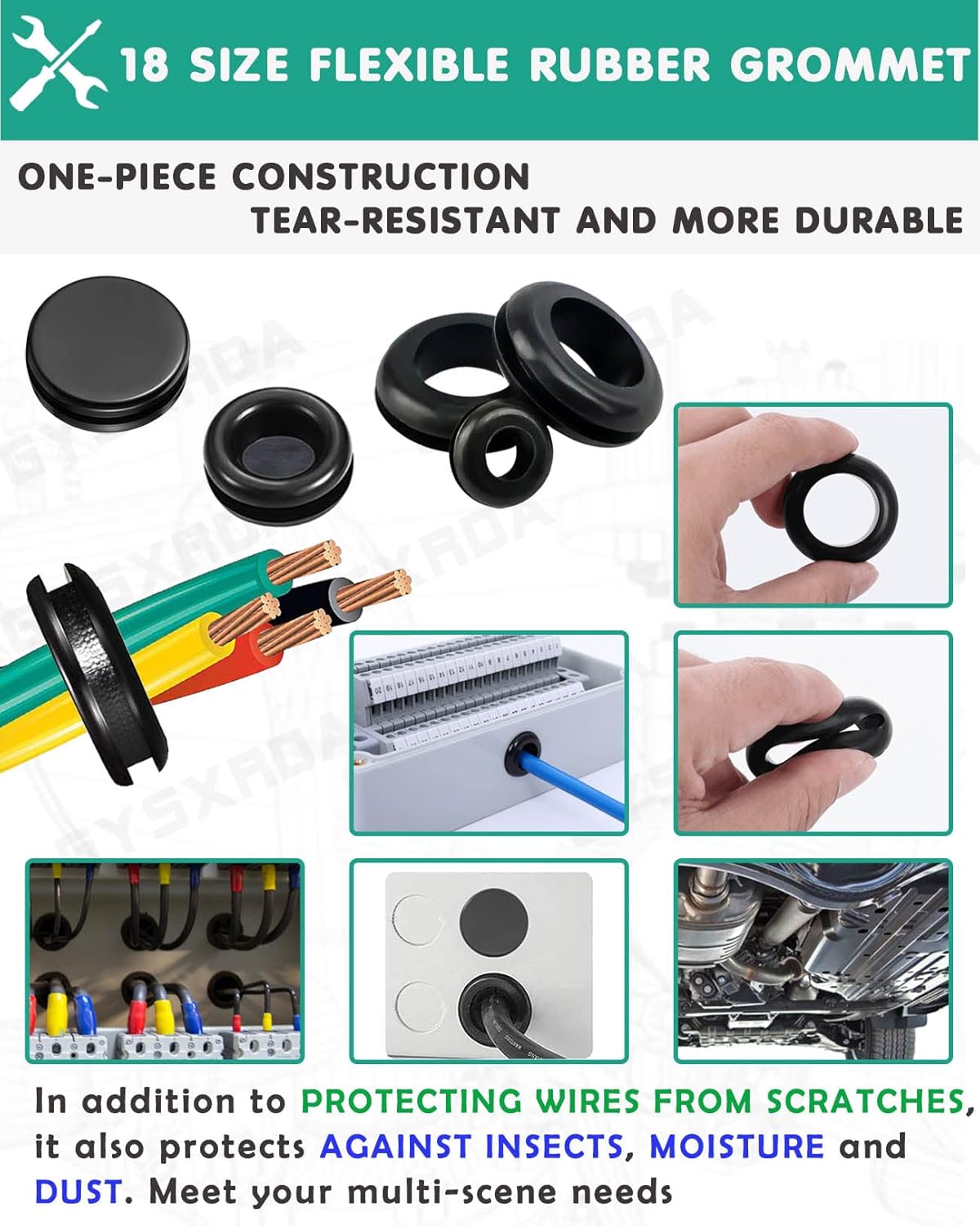 Rubber Grommet 125 PC - 18 Sizes Firewall Rubber Hole Plugs Rubber Grommets for Wiring, Automotive Firewall Grommet, Home Improvement Cord Pipe Wire Organization