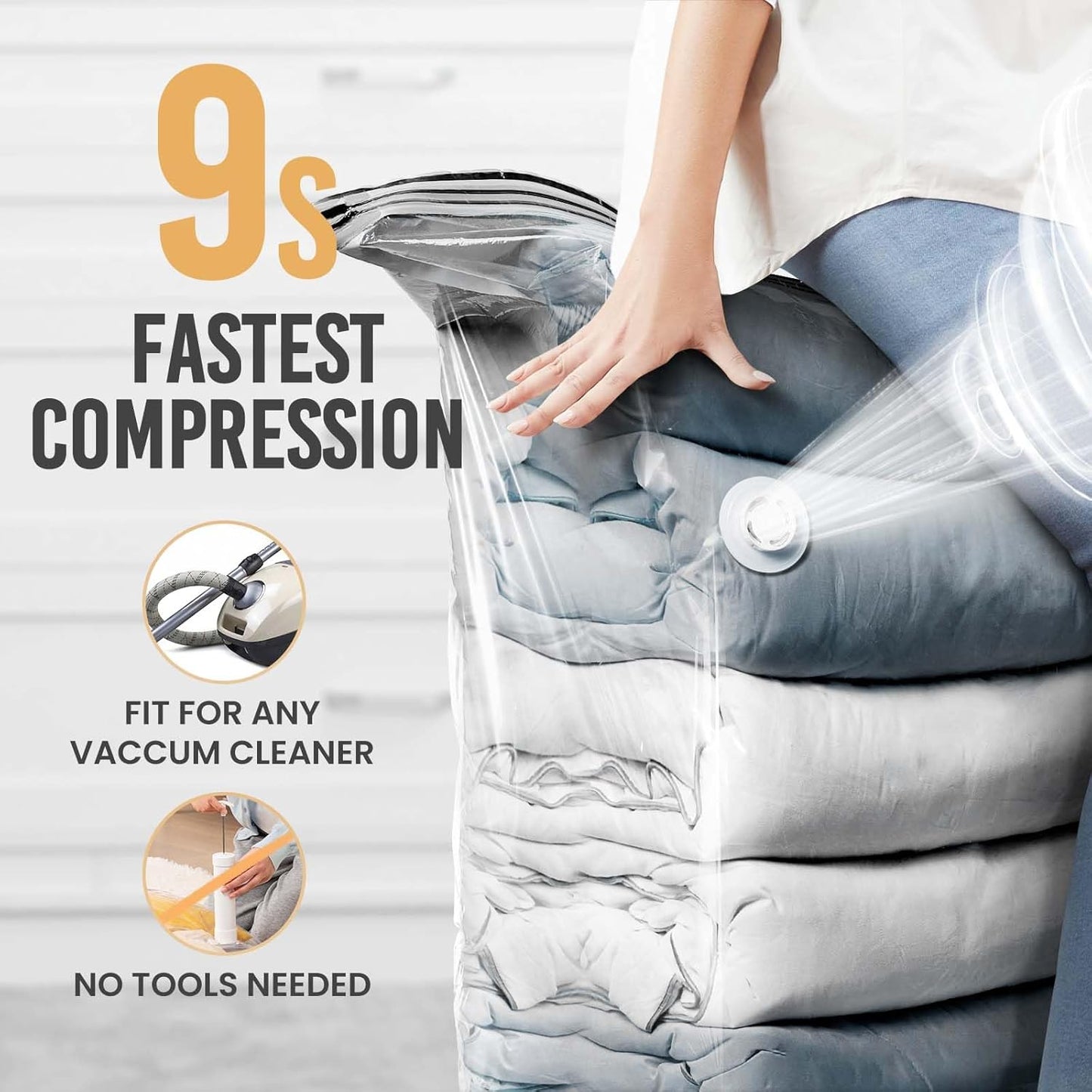 TAILI 8 Pack Vacuum Storage Bags, Jumbo Cube (31x40x15 Inch), Large Vacuum Seal Bags for Bedding, Comforters, Blankets, Clothing, Closet Space Saving, Clear