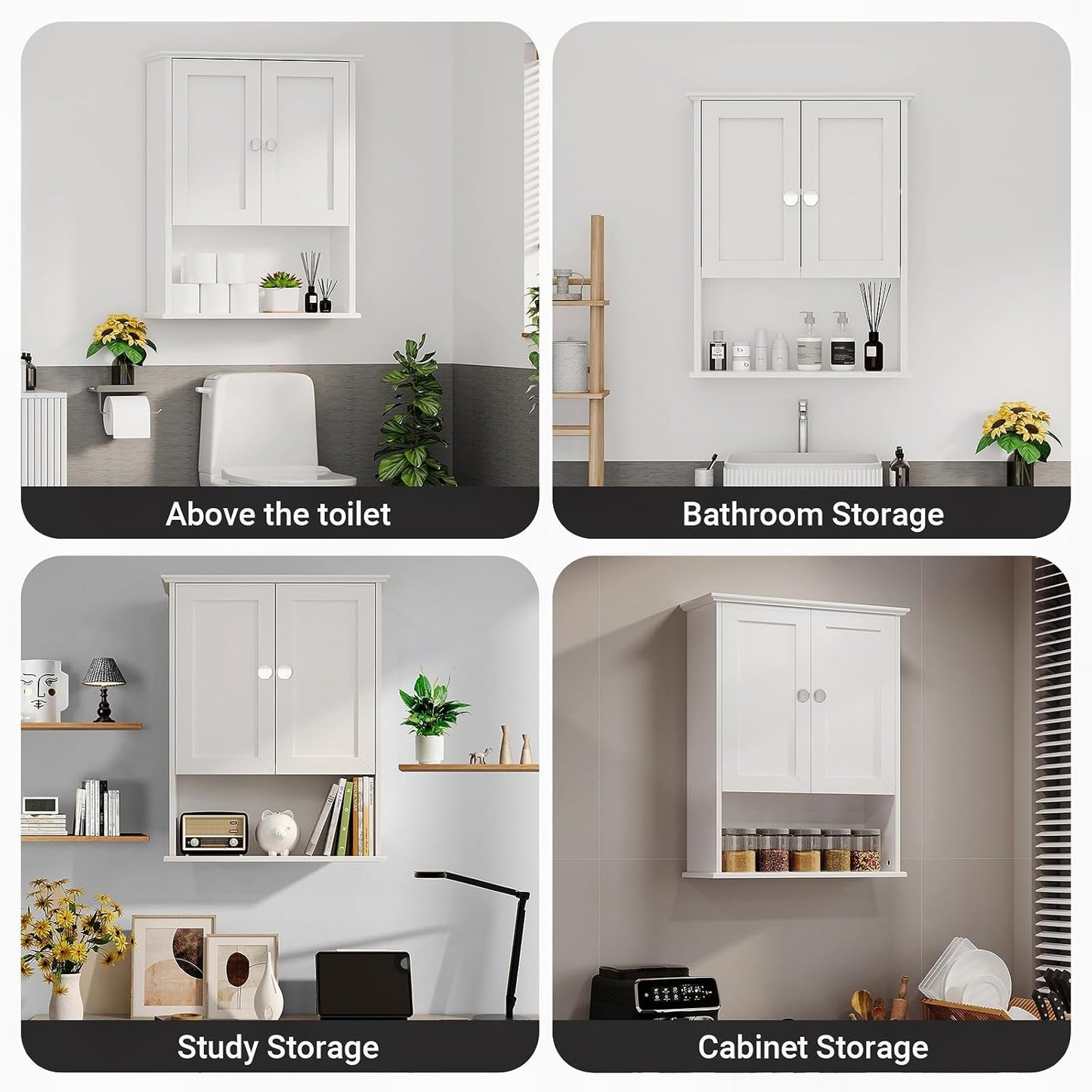 Bathroom Medicine Cabinet - Toilet Cabinet - Wall Mounted Cabinet - Multi Scene Wall Cabinet Storage Solution (Suitable for Bathroom, Kitchen, Living Room; White, Easy to Install)