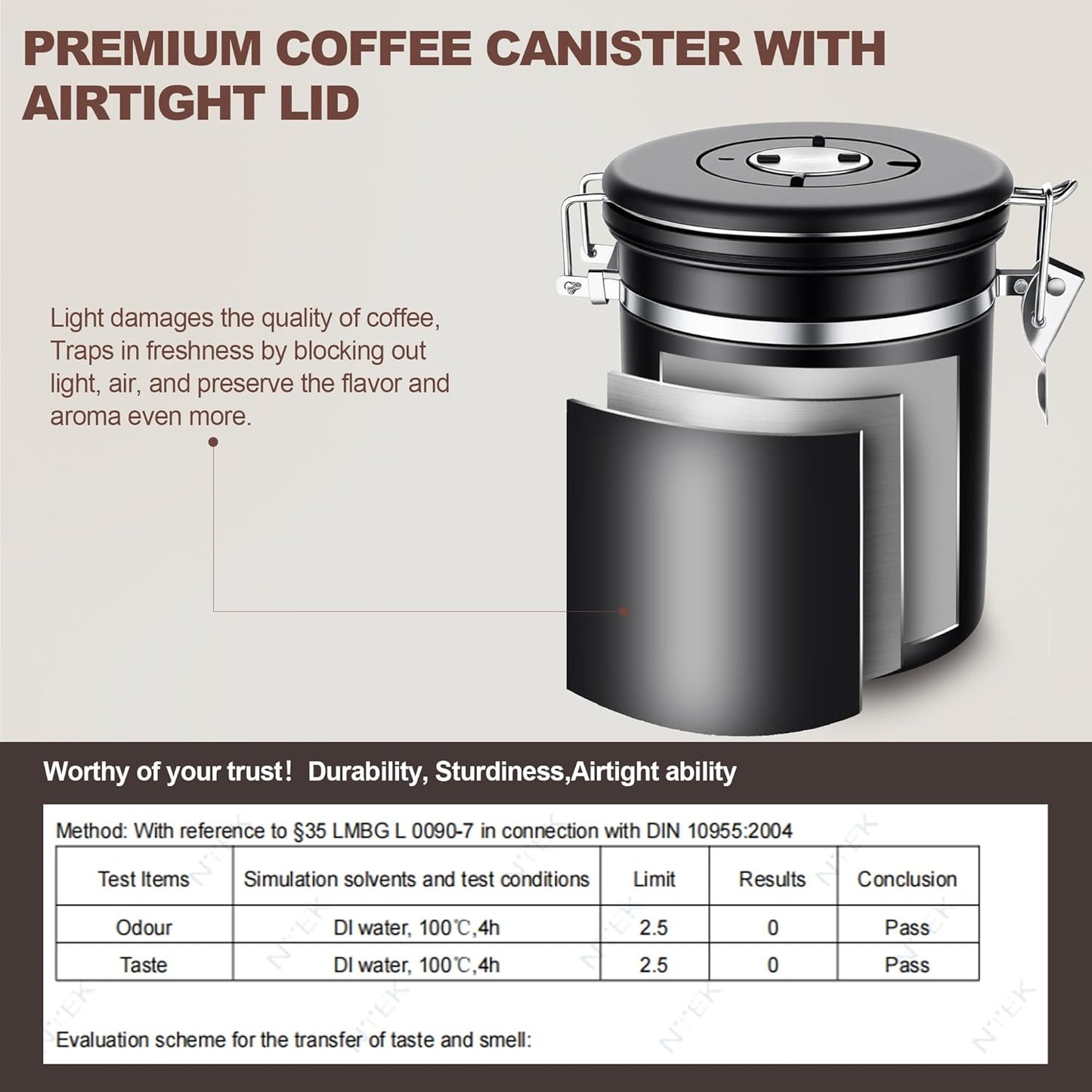 ShanSon Coffee Canister Airtight Coffee Container Stainless Steel Coffee Bean Storage Container with Scoop Coffee Canister for Beans Grounds Sugar Flour Tea Cereal,22OZ, Black