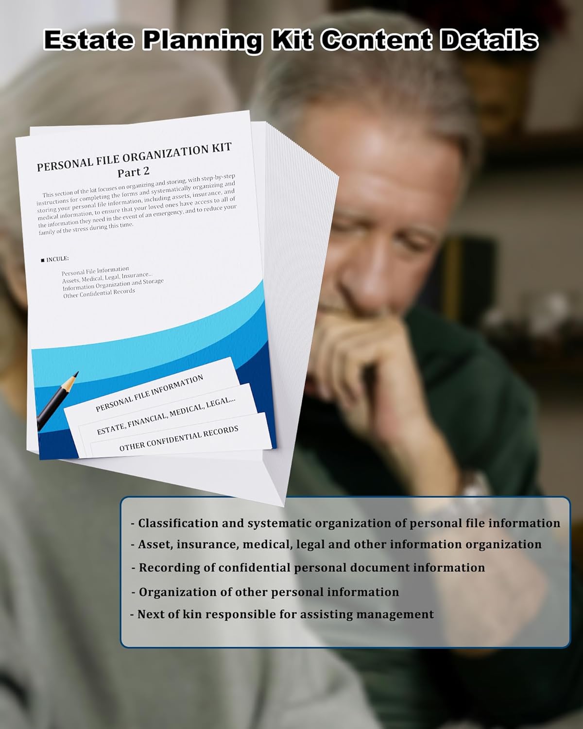 Estate Kit - Personal File Organization Kit and Estate Planning Kit, Systematic Organisation of Document Organizer and Planning, Detailed Instructions for Living Wills, Last Wills and testaments, POA