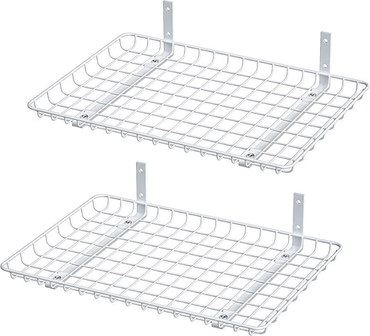 Ultrawall Wall Mounted Storage Shelf, Garage Shelves 24x12 Inch, Metal Shelf Rack, Heavy-Duty Wall Organizer for Closet, Kitchen, Laundry Room 2 Pack, White