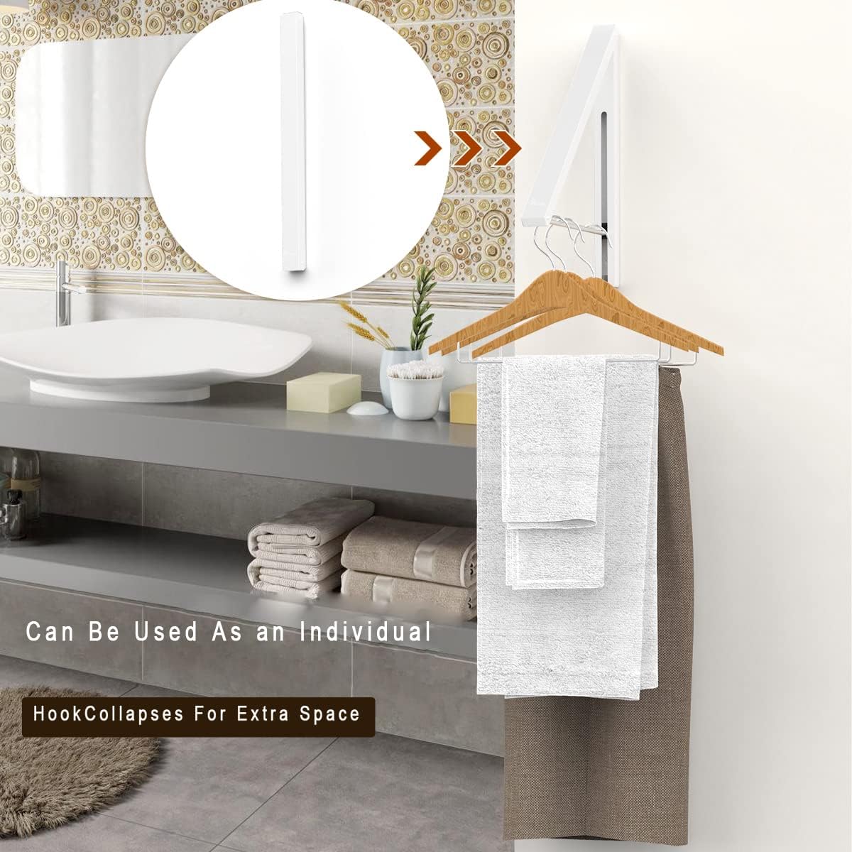 Drying Rack Wall Mounted Clothes Hanger Folding Wall Coat Racks Aluminum Home Storage Organiser Space Savers