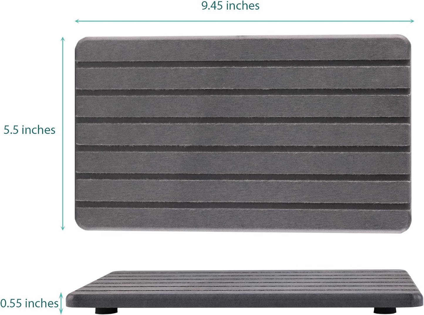 2 PCS Water Absorbent Diatomite Coasters (9.5" x 5.5"), Grooved Design, Water Absorbing Stone Used for Hand Soaps & Plants & toiletries in The Modern Home