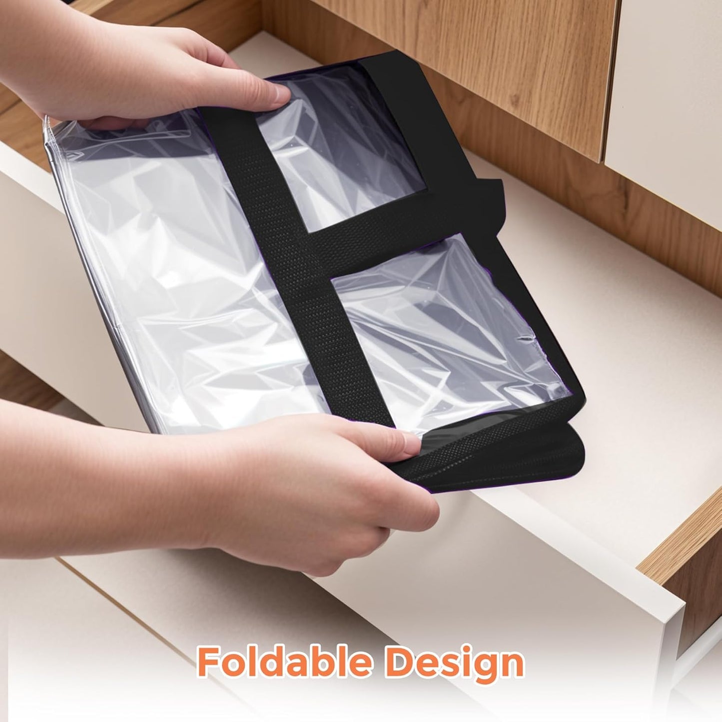 Budding Joy Clear Zippered Storage Bags for Clothes,40L Closet Organizers and Storage Containers Vinyl Moving Bag for Bedding, Linen, Blankets, Comforters, Clothing & Toys, Black, 4 Pack