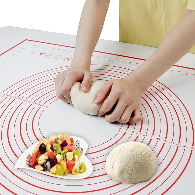 Dough Mat Pastry Silicone Baking Mats 32x24" Red for Rolling Kneading Sheet Sourdough Bread Baking Supplies