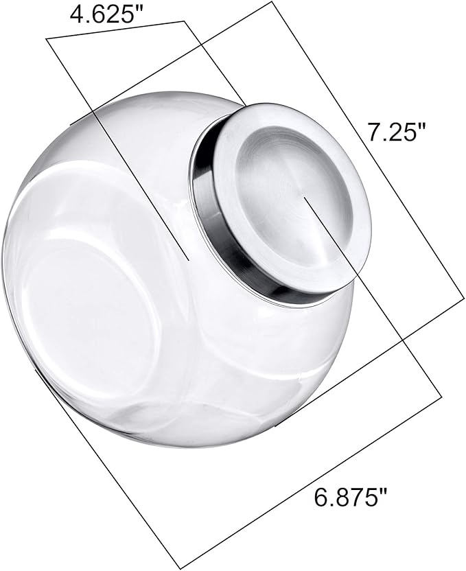 Amazing Abby - Sweet Caroline - 2-Pack 75-Ounce Plastic Candy Jar with Stainless Steel Lid, Cookie Jar, Apothecary Jar, BPA-Free, Shatter-Proof, Great for Candy Buffet, Decorative Display, and More