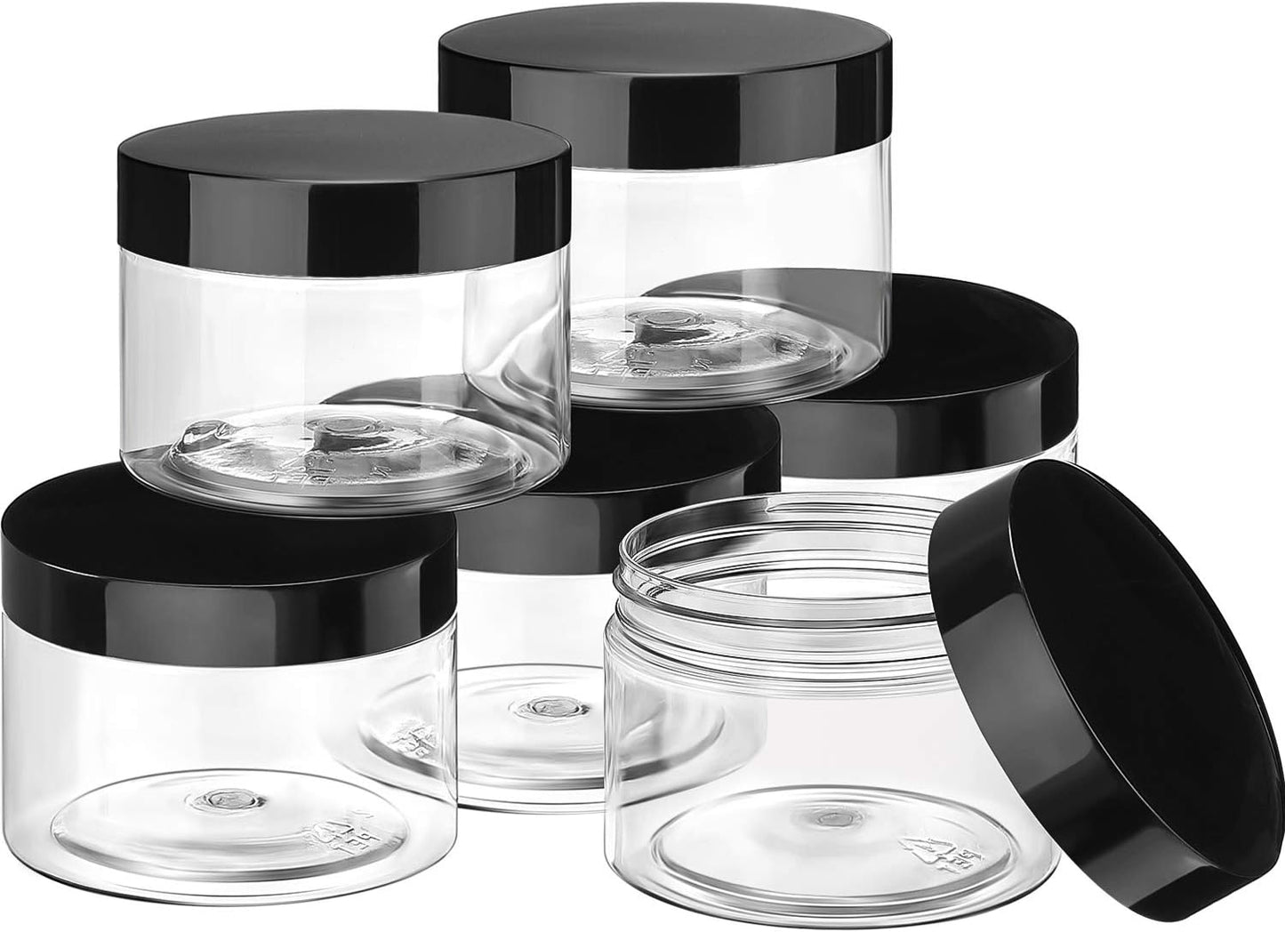 6 Pack 6oz Plastic Jars Containers with Lids Wide-mouth Refillable Leakproof Reusable Round Empty Jars for Travel Cosmetic Dry Food Spice Candy Cookie Home Kitchen Organizing(Clear)