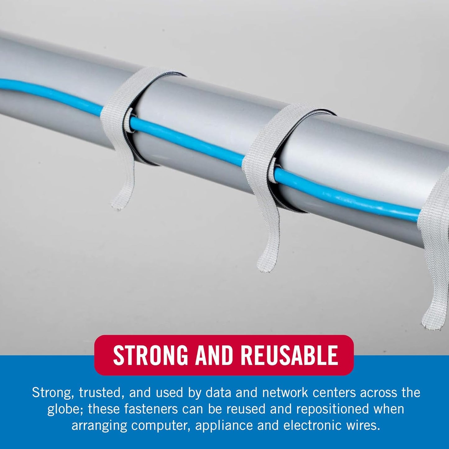 VELCRO Brand 150pk Cable Ties Value Pack, 8in | Stocking Stuffer Gifts for Tech Lovers | For Wire Management and Cord Organizer | Replace Zip Ties with Reusable Straps, Reduce Waste