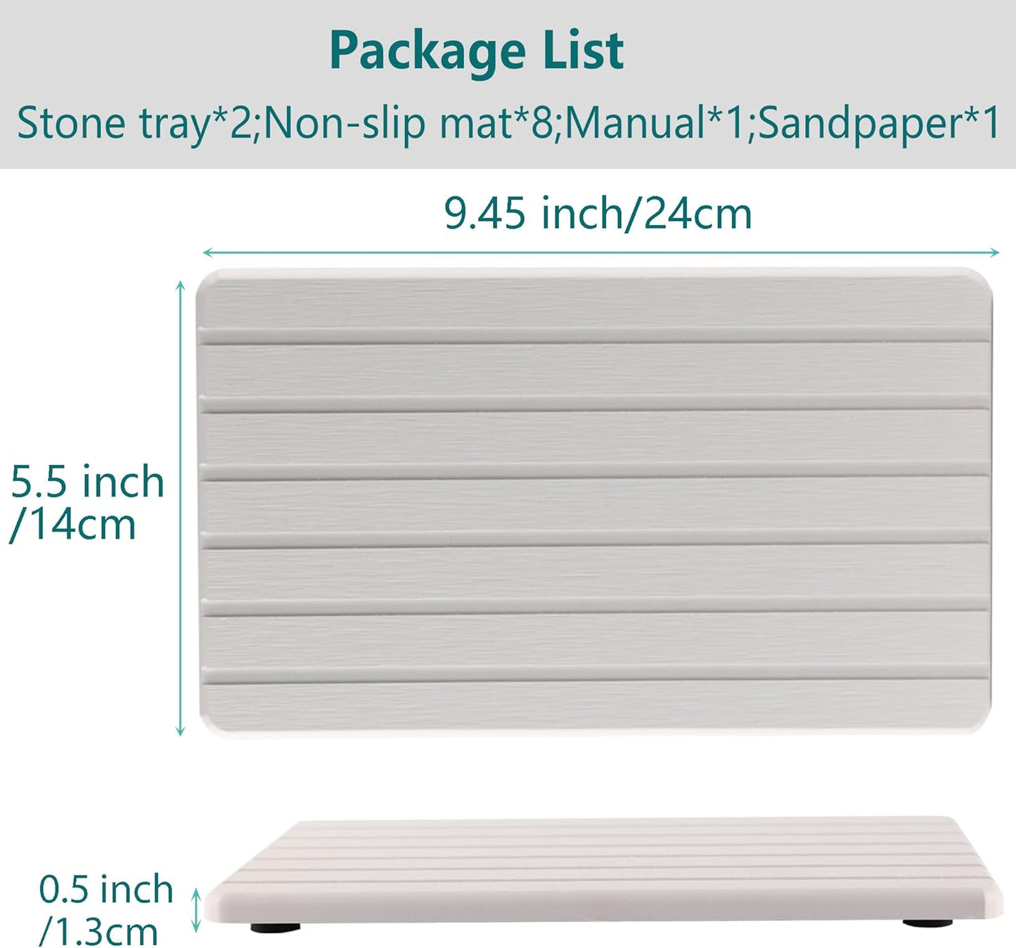 2 PCS Water Absorbent Diatomite Coasters (9.5" x 5.5"), Grooved Design, Water Absorbing Stone Used for Hand Soaps & Plants & toiletries in The Modern Home