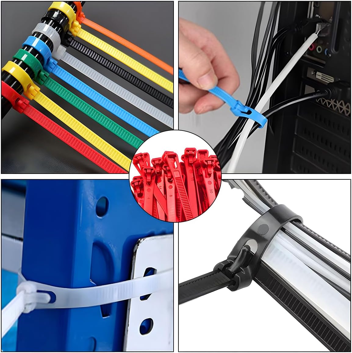 100 Pack 12 Inch Heavy Duty Reusable Zip Ties Red – UV Resistant, 55 LBS Tensile Strength, Weatherproof Cable Ties for Outdoor, Industrial, and Harsh Environments