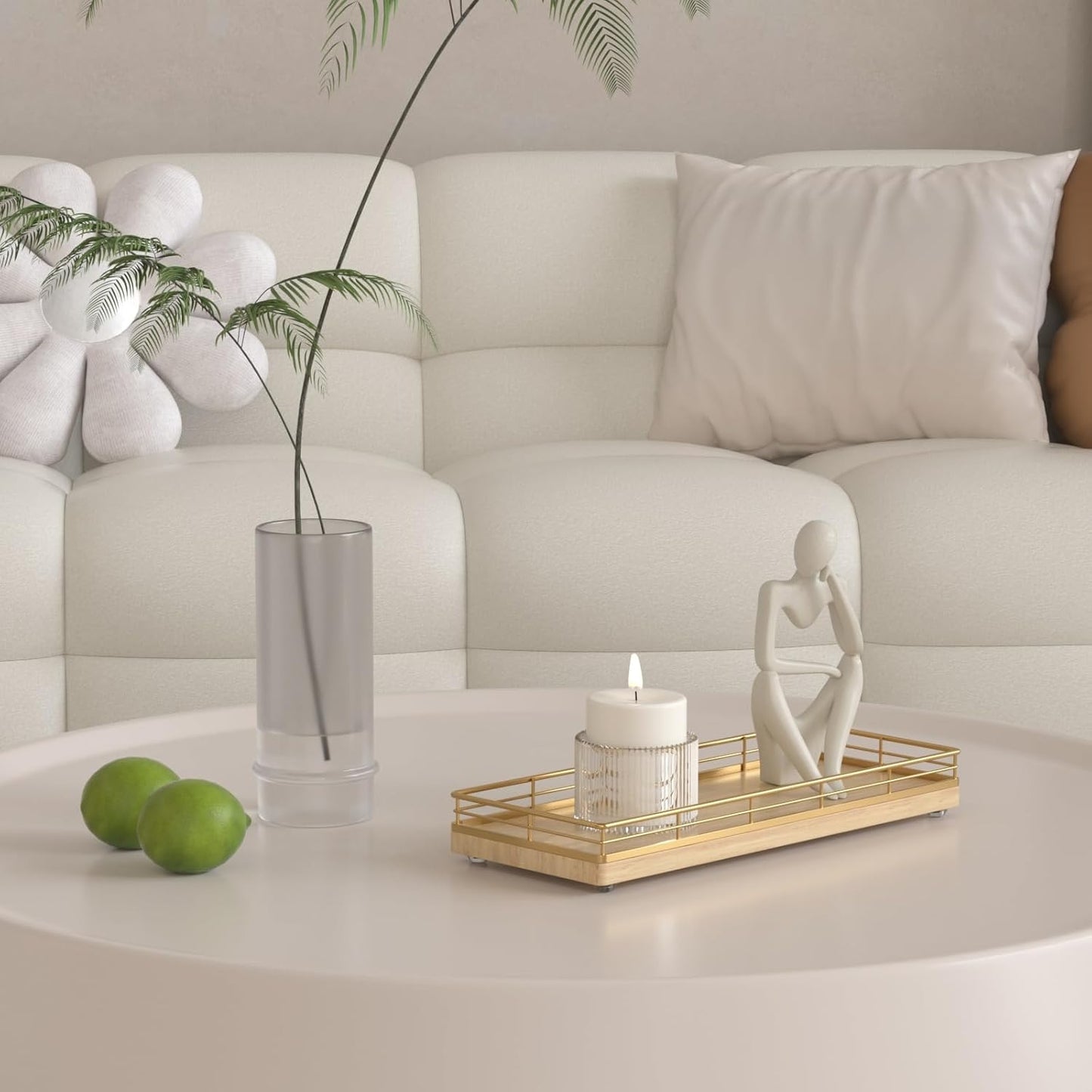 Wooden Decorative Tray, Oak 11.2" L Kitchen Countertop Soap Sponge Holder for Dresser Perfume Tray Jewelry Candle Nightstand Table Centerpieces for Dining Room Decor Natural