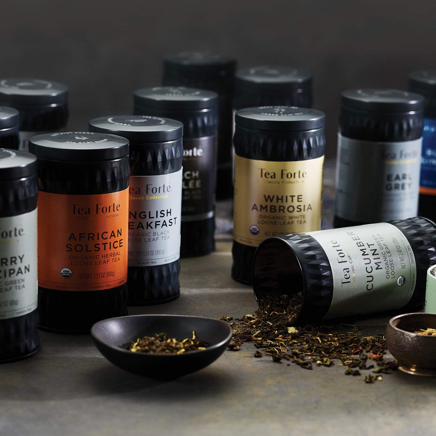 Tea Forte Hibiscus Blossom Premium Loose Leaf Caffeine-Free Herbal Tea Blend Canister, Makes 35-50 Cups, Round Canister