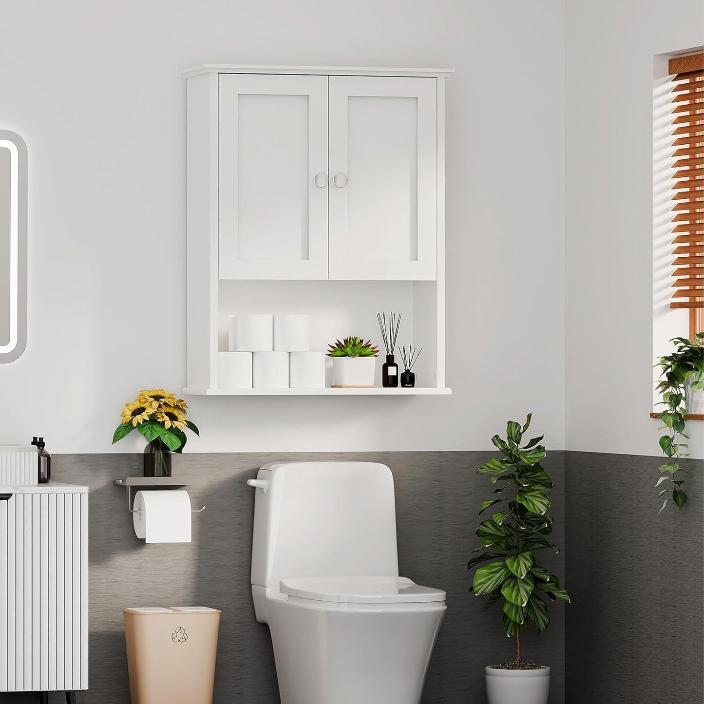 Bathroom Medicine Cabinet - Toilet Cabinet - Wall Mounted Cabinet - Multi Scene Wall Cabinet Storage Solution (Suitable for Bathroom, Kitchen, Living Room; White, Easy to Install)