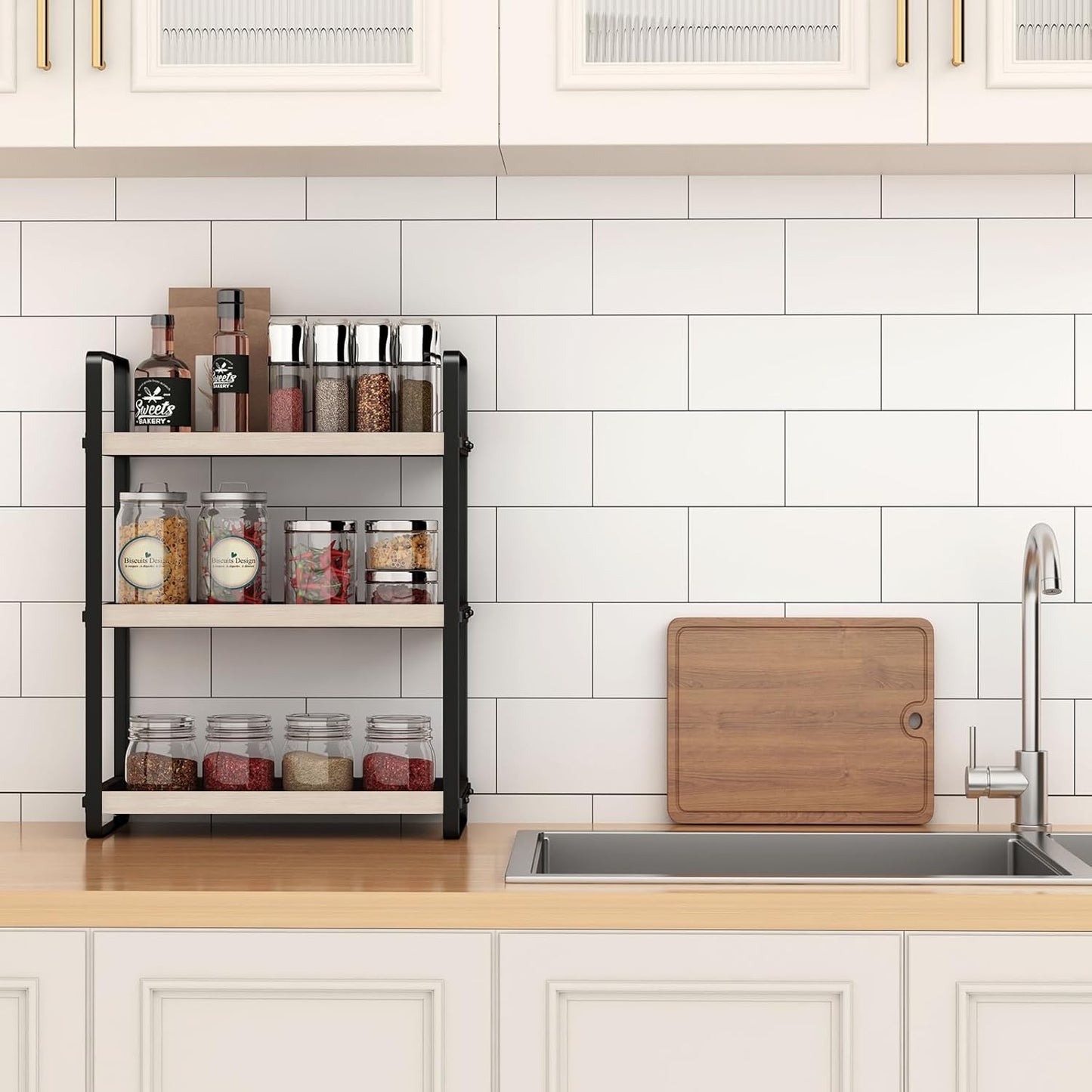 Bathroom Counter Organizer,Bathroom Countertop Organizer,Counter Shelf,Countertop Storage,Organization and Storage,Makeup Shelf,Sink Caddy(Burlywood 3 Tier)