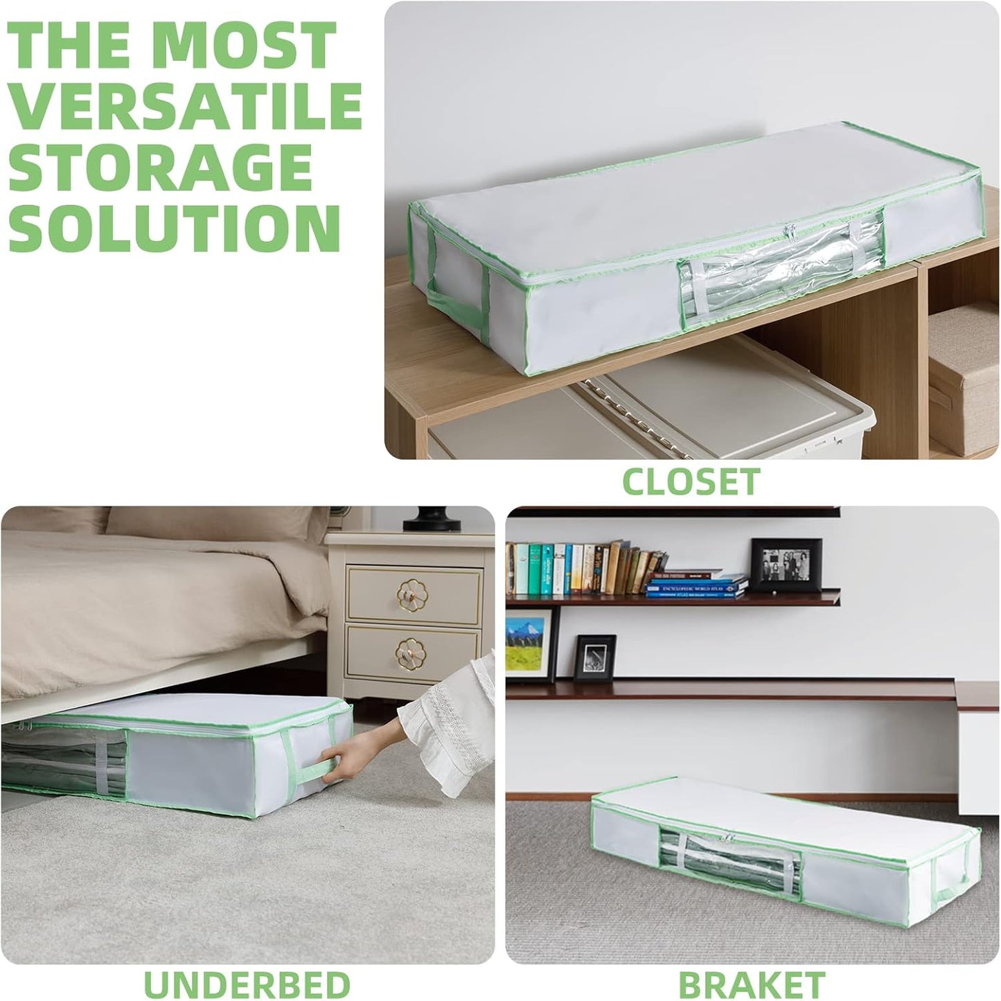 TAILI Under Bed Comforters Storage Container, Save 80% Space, Large Capacity Foldable Under Bed Storage Box for Quilts Pillow Blankets Linen, , 41" x 17.7" x 6", Jumbo Comforters Vacuum Storage Bag