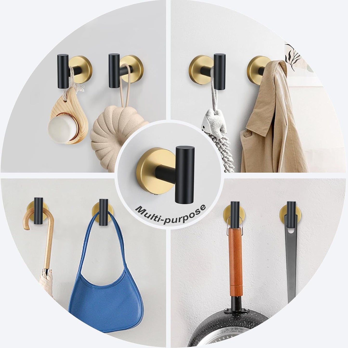 5 Pieces Black Gold Bathroom Hardware Set, 23.6 Inches Bathroom Towel Rack Set Bath Towel Bar Set, SUS304 Stainless Steel Bathroom Accessories Kit Wall Mounted