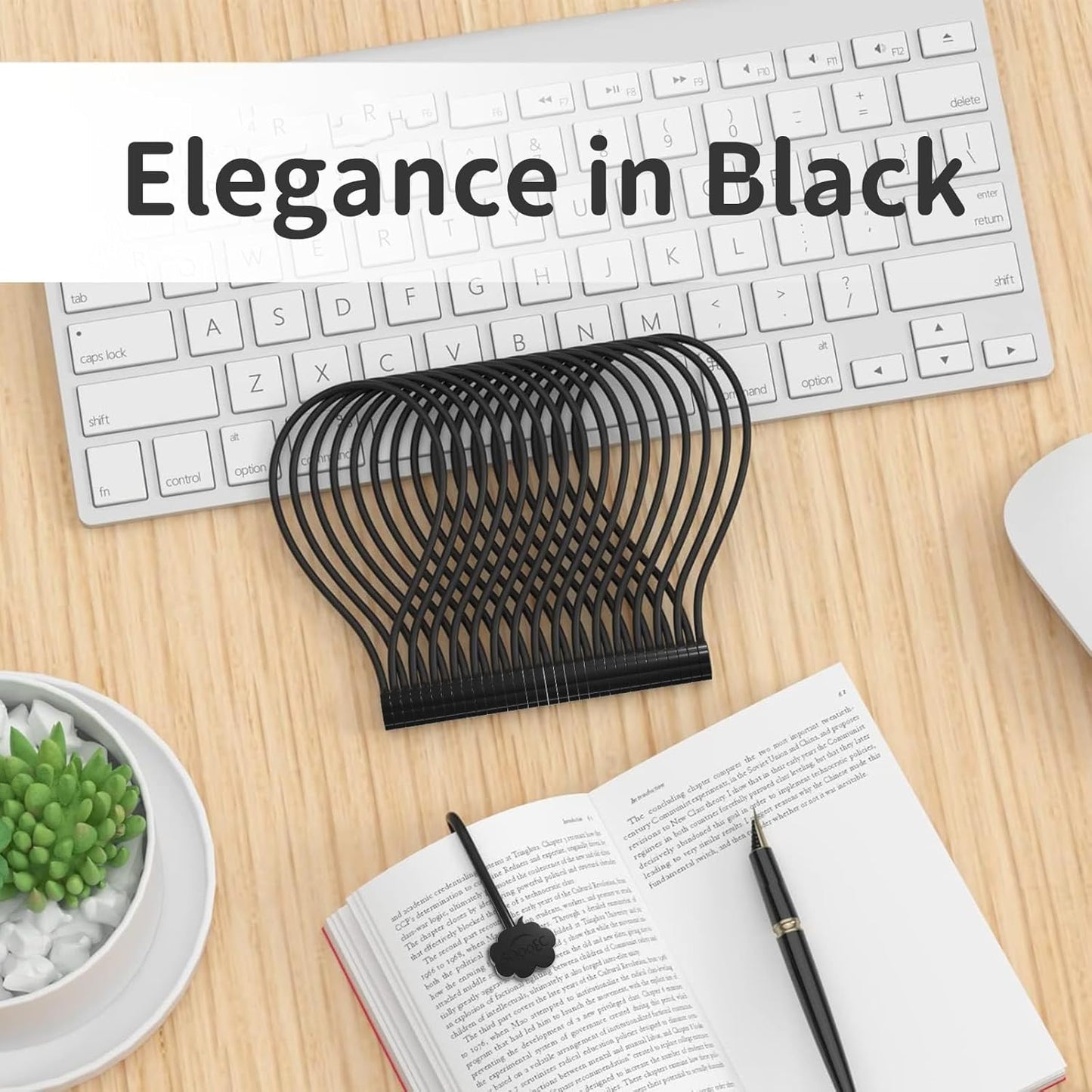 SOOOEC Black Magnetic Cable Ties, 20 Pack 7.2" Magnetic Cord Ties Cute Cloud Design, Silicone Magnetic Ties for Cord Organizer, Black Color.