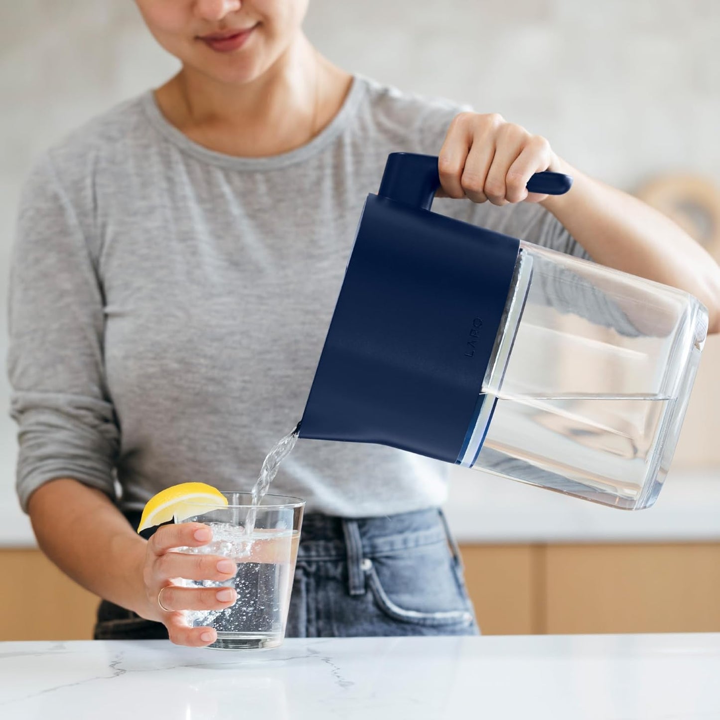 LARQ PureVis 3-in-1 Water Pitcher – Purifier, Filter & Tracking, 8-Cup Water Purifier Pitcher with Advanced Filter for Clean & Crisp Water – Removes Chlorine, PFAS, Lead & More – Monaco Blue