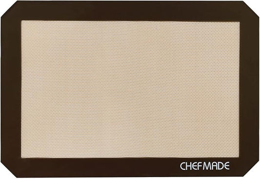 CHEFMADE 13-Inch Silicone Baking Mat with Measurements, Non-stick Heat Resistant Rolling Dough Mat, for Pastry,Pizza, Fondant and Pie Crust Making 8.6" x 12.6" (Brown)