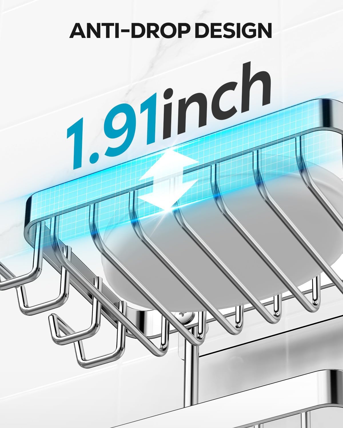 Nieifi Adhesive 2 Tier Bar Soap Holder, Stainless Steel for Shower Wall, Soap Dish for Bathroom, Silver